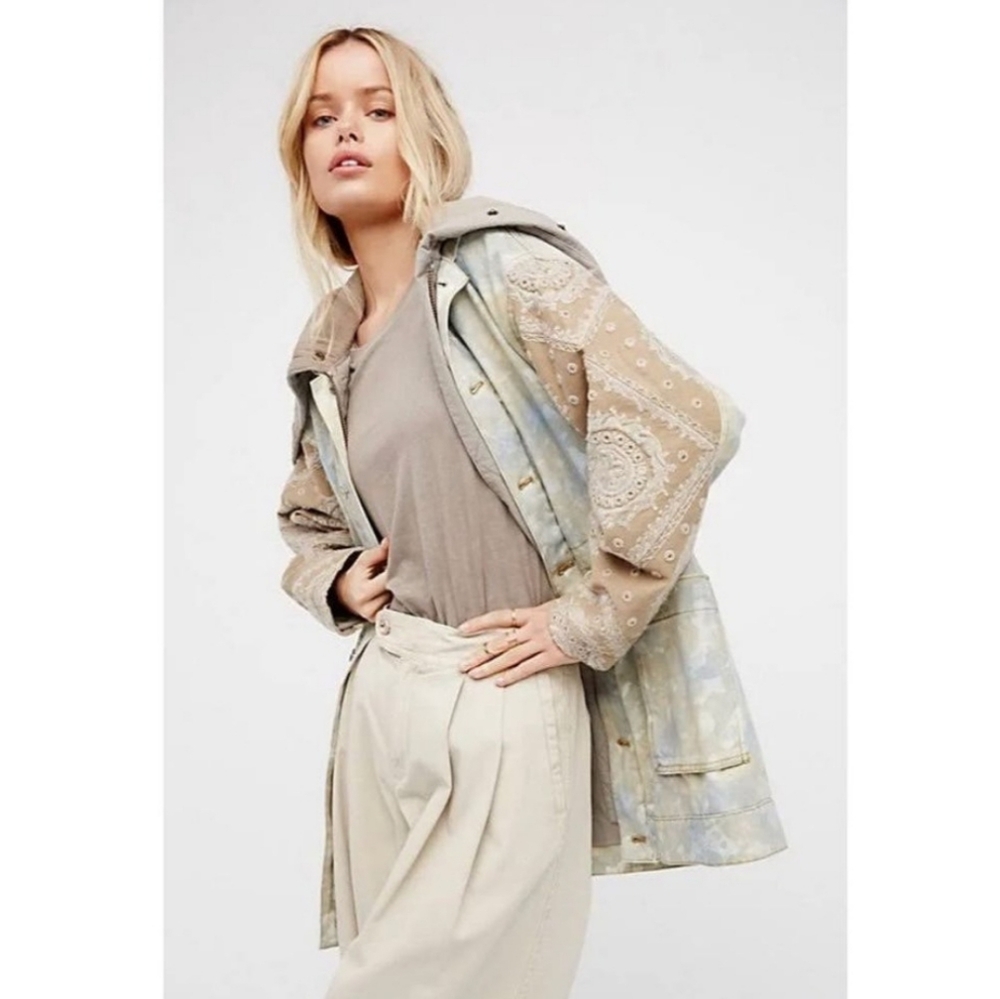 Free People Layered tie dye parka jacket size M